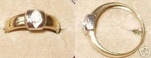 breiter alter Damen-Ring 333er Gold mit farblosem Stein