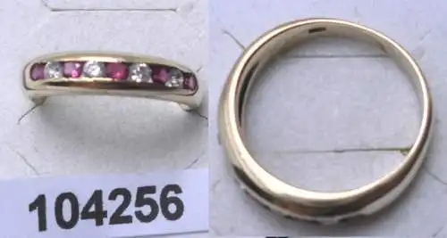 eleganter Damen Ring 333er Gold mit roten und weißen Steinen