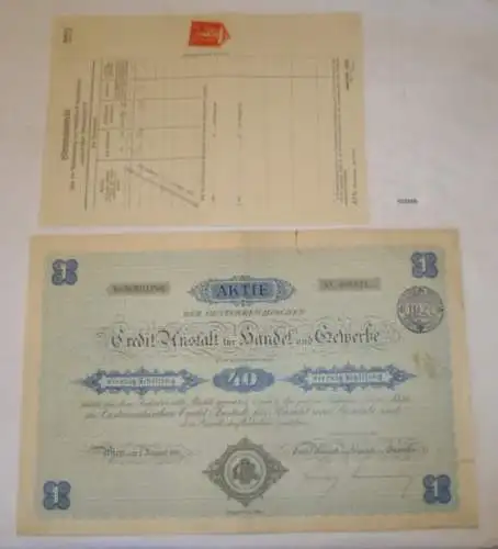 Aktie 40 Schilling Österreich Credit Anstalt für Handel und Gewerbe 1926