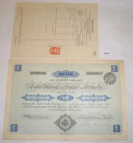 Aktie 40 Schilling Österreich Credit Anstalt für Handel und Gewerbe 1926