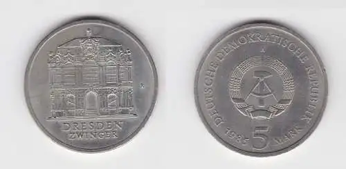 DDR Gedenk Münze 5 Mark Dresden Zwinger 1985 Stempelglanz (136715)