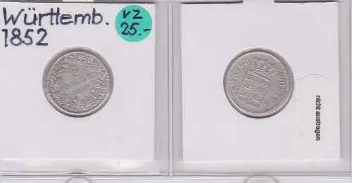 6 Kreuzer Silber Münze Württemberg 1852 (120586)