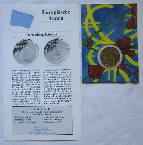 Frankreich 1/4 Euro eines Kindes 2002 Friedenstaube im Blister (126192)