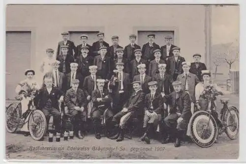 70931 Ak Radfahrverein Edelweiss Bräunsdorf Sachsen, gegründet 1907