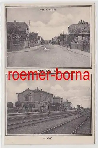 76186 Mehrbild Ak Großbothen alte Dorfstrasse und Bahnhof 1927