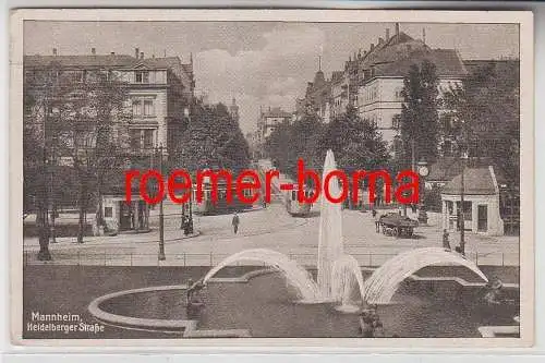 71684 Ak Mannheim Heidelberger Straße mit Straßenbahnen 1919