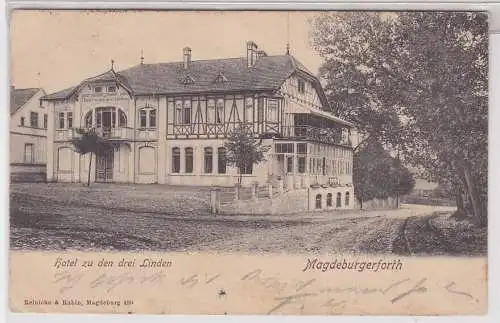 16604 Ak Magdeburgerforth - Hotel zu den drei Linden 1901