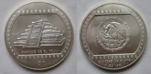 Mexiko 10 Nuevo Pesos 1993 El Tajin - 5 Onzas de Plata Ley 0.999 (157369)