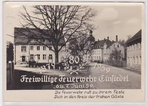 905468 Ak 80 Jahre Freiwillige Feuerwehr Einsiedel 1879-1959