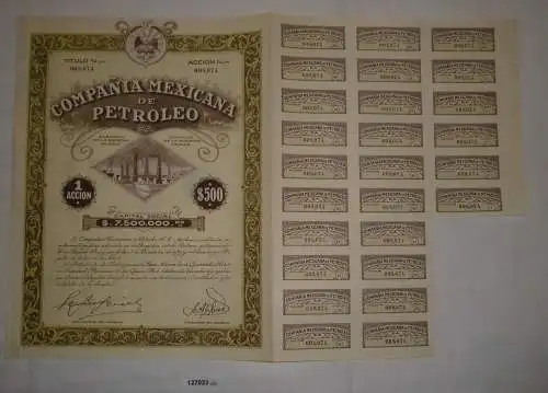 500 Peso Aktie Compañia Mexicana de Petroleo 3. Dezember 1929 (127023)