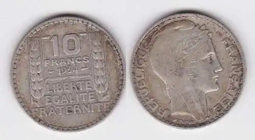 10 Francs Silber Münze Frankreich 1934 ss (142956)