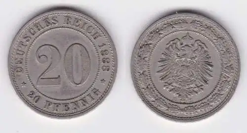 20 Pfennig Nickel Münze Kaiserreich 1888 E, Jäger 9 ss+ (140131)