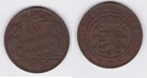 10 Centimes Kupfer Münze Luxemburg 1865 A vz (143336)