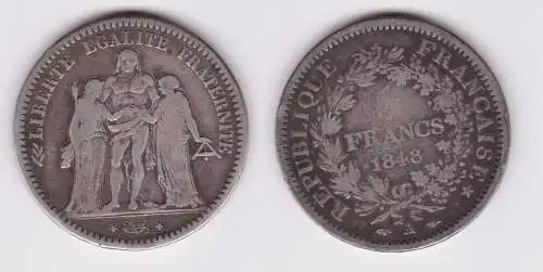 5 Franc Silber Münze Frankreich 1848 A s/f.ss (104728)