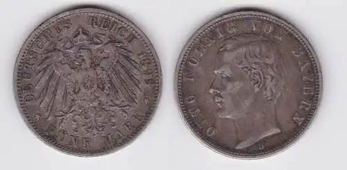 5 Mark Silbermünze Bayern König Otto 1898 Jäger 46 ss (107471)