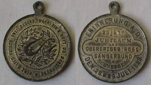 versilberte Medaille Obererzgebirg. Sängerbund Schneeberg  1889  (161923)