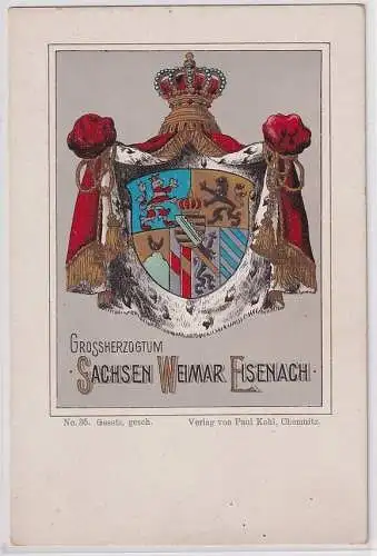 905975 Wappen Ak Lithographie Großherzogtum Sachsen Weimar Eisenach um 1900