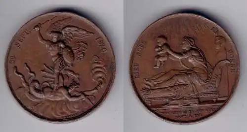 alte Bronze Tauf Medaille Frankreich 29. September 1820