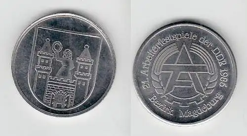 DDR Medaille 21. Arbeiterfestspiele der DDR 1986 Bezirk Magdeburg (111402)