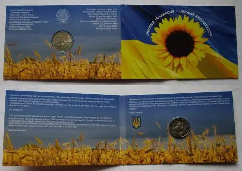 Estland 2 EURO Münze 2022 Ukraine and Freedom Stgl. im Folder (105635)