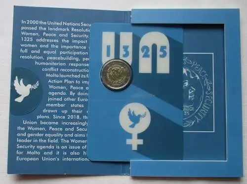 Malta 2 Euro 2022 U.N. Council Resolution on WOMEN Blister/Folder Stgl. (104551)