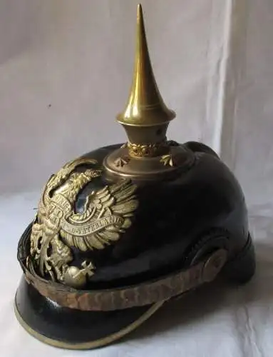 seltene Original Pickelhaube Preußen für Offiziere Infanterie (118927)