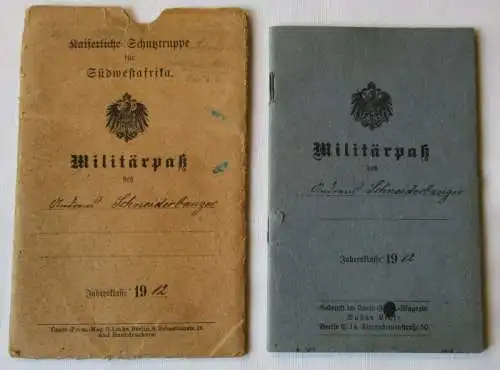 Militärpaß + Hülle Kaiserl. Schutztruppe Südwestafrika DSWA 9. Inf. Reg. (142617