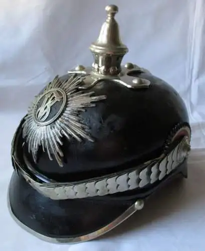 seltene Original Pickelhaube Polizei Sachsen? Monogramm FV um 1900 (125438)