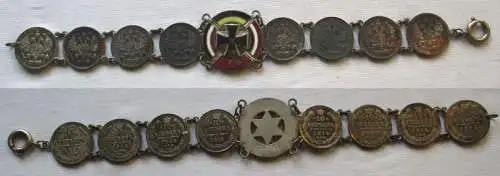 Patriotika Armband aus 8 Kopeken Münzen mit Eisernem Kreuz Mittelmächte (154578)