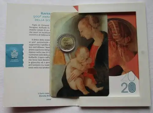 San Marino 2 Euro 2020 Raffaello 500.Anniversario Blister/Folder Stgl. (126037)