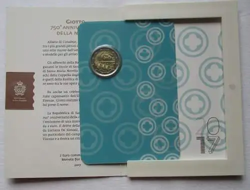 San Marino 2 Euro 2017 Giotto 750 Anniversario Blister/Folder Stgl. (154922)