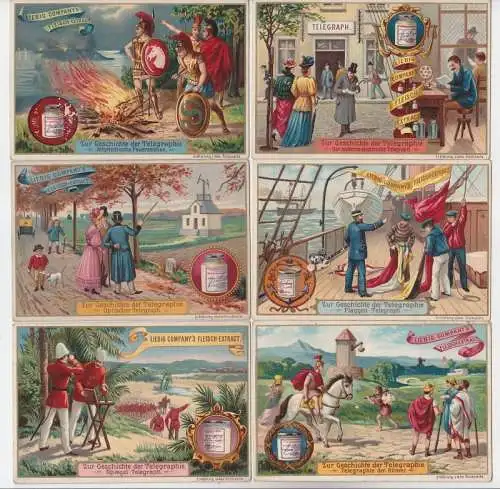 Liebigbilder Serie 386 "Zur Geschichte der Telegraphie" komplett 1897 (108929)