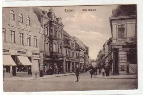 34597 Feldpost Ak Zerbst alte Brücke mit Geschäften1916