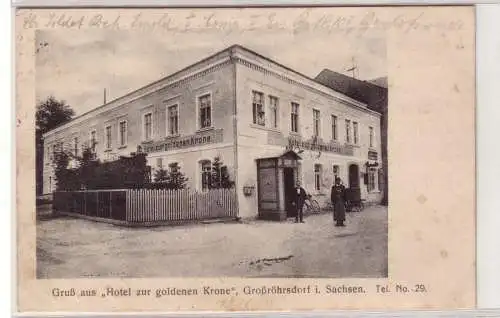 46227 Feldpost Ak Grossröhrsdorf Hotel zur goldenen Krone 1915