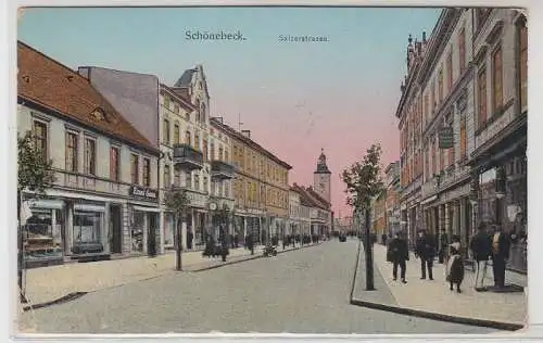 57061 Feldpost Ak Schönebeck Salzerstrasse mit Geschäften 1915