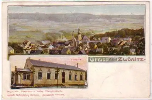 23542 Feldpost Ak Gruß aus Zwönitz Turnhalle 1917