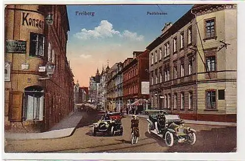 37390 Feldpost Ak Freiberg Poststraße mit Verkehr 1916