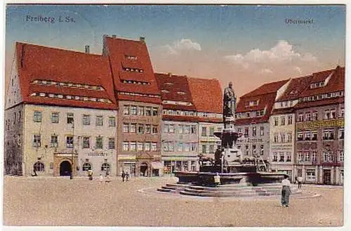 21005 Feldpost Ak Freiberg in Sachsen Obermarkt 1918