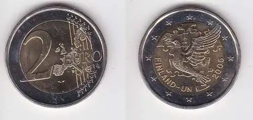 2 Euro Bi-Metall Münze Finnland 60 Jahre UNO 2005 Stempelglanz (160178)