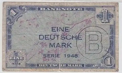 Banknote 1 Mark Bank deutscher Länder 1948 B Stempel