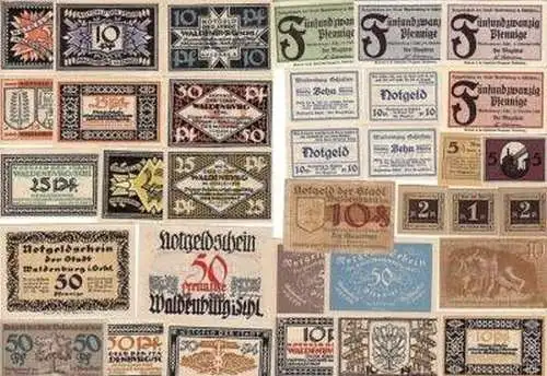 39 Banknoten Notgeld Stadt Waldenburg Schlesien 1921