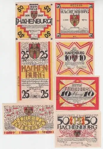 kompl. Serie mit 7 Banknoten Notgeld Stadt Hachenburg 1921