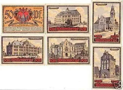 6 Banknoten Notgeld Stadt Wittenberge um 1921