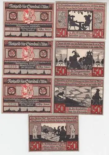 komplette Serie mit 7 Banknoten Notgeld Stadt Stendal 1921