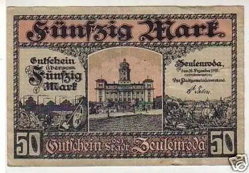 Banknote 50 Mark Großnotgeld Stadt Zeulenroda 1918