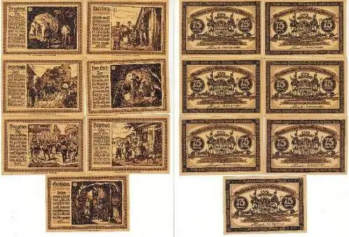 7 Banknoten Notgeld Stadt Freiberg in Sachsen 1921