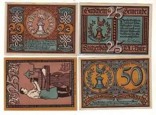 4 Banknoten Notgeld Gemeinde Stützerbach um 1920