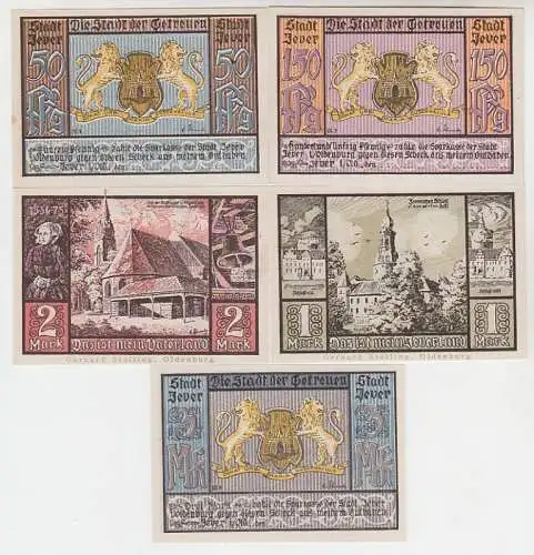 kompl. Serie mit 5 Banknoten Notgeld Sparkasse der Stadt Jever um 1922