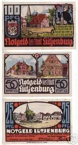 4 Banknoten Notgeld der Stadt Lütjenburg 1921