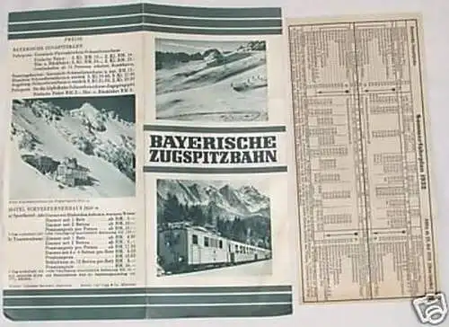 altes Reklame Prospekt Bayerische Zugspitzbahn um 1930